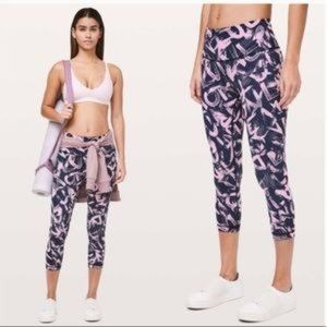 Lululemon Wunder Under Crop Graffiti Pop Antoinette True Navy